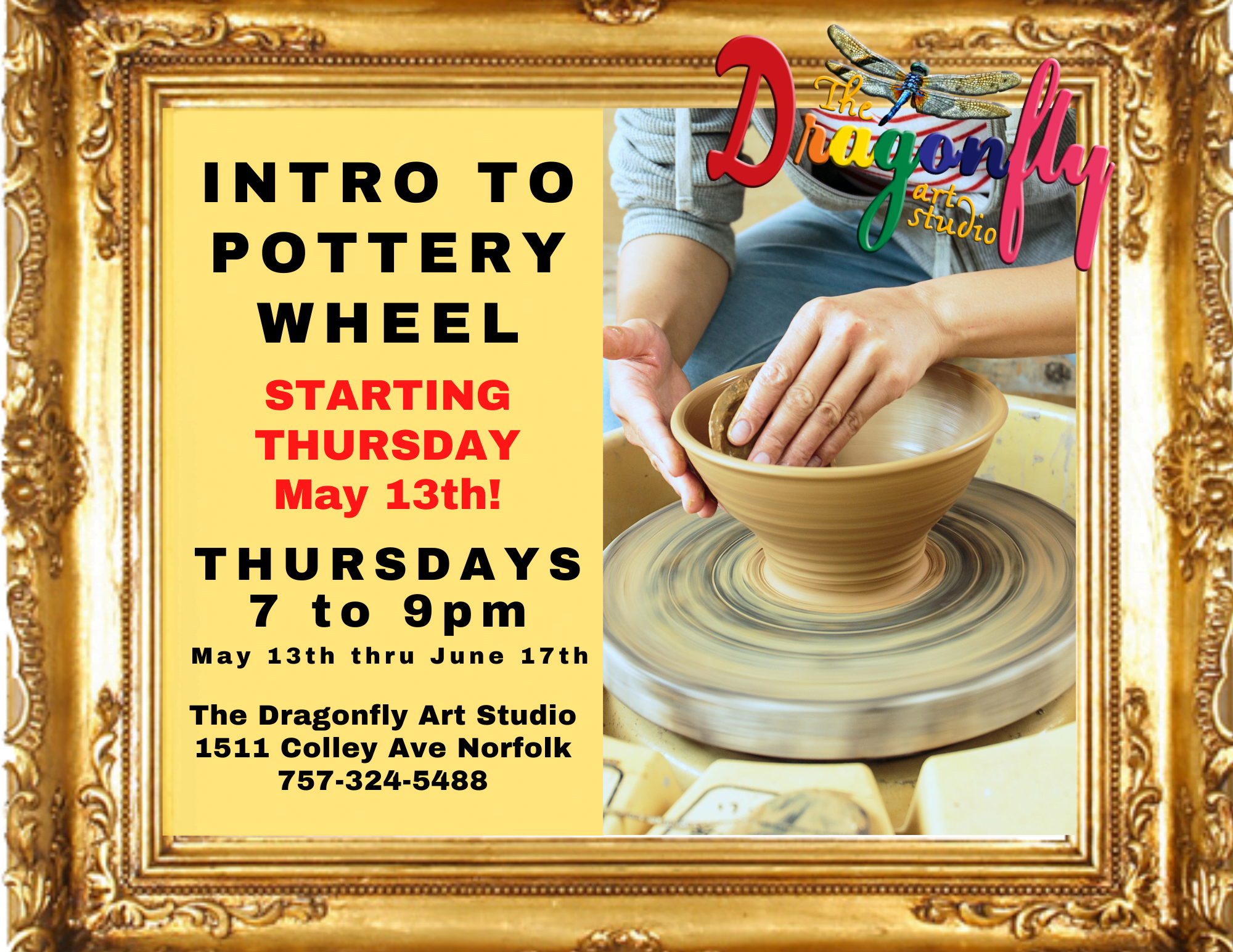 Intro to Pottery Wheel at The Dragonfly – Thursdays at 7pm – May 13th ...