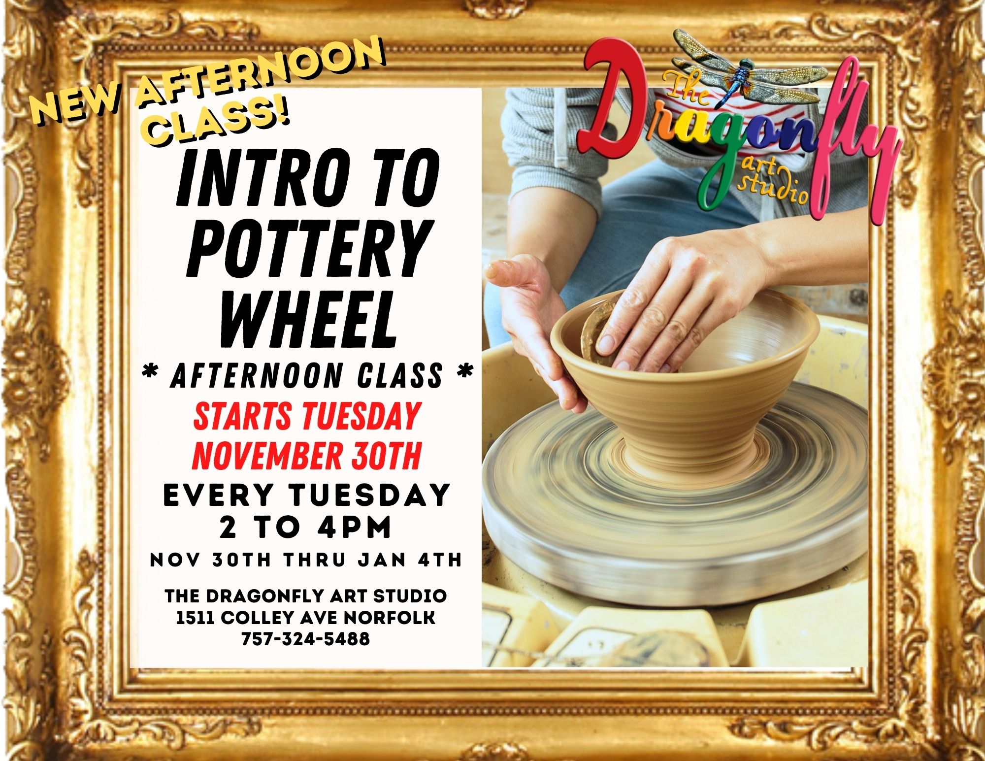 Beginner Pottery Wheel at The Dragonfly – Tuesdays 2 to 4pm – November ...